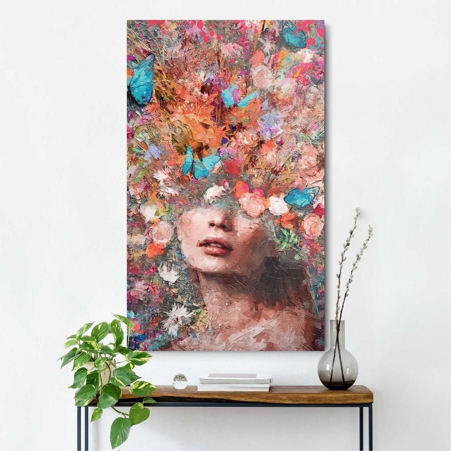 Reinders Floral Fusion Block Art Schilderij 116x78cm