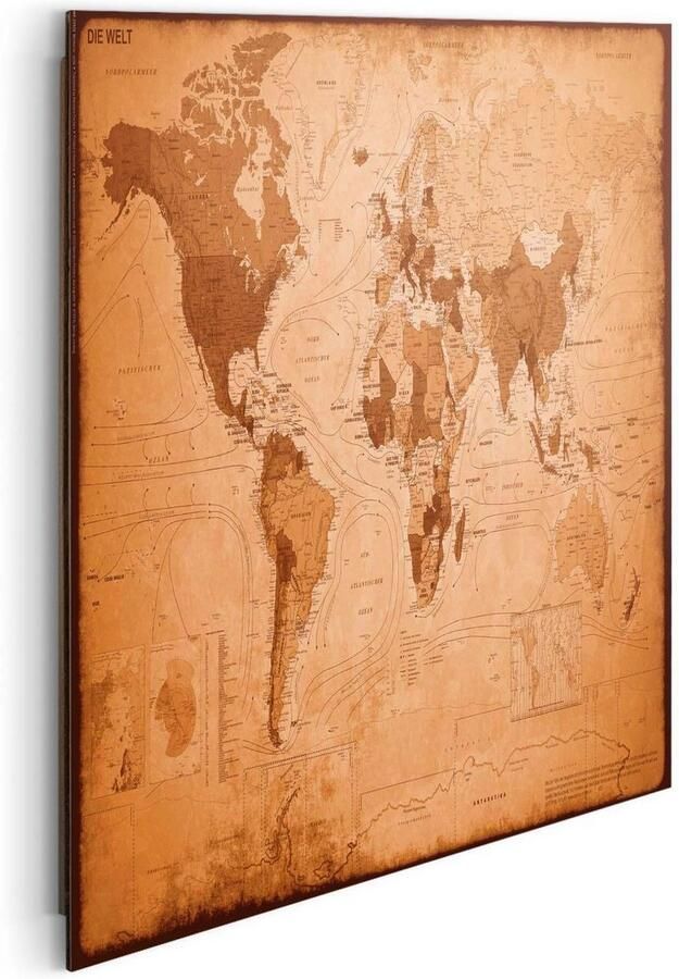 Reinders! Decoratief paneel Wereldkaart antiek