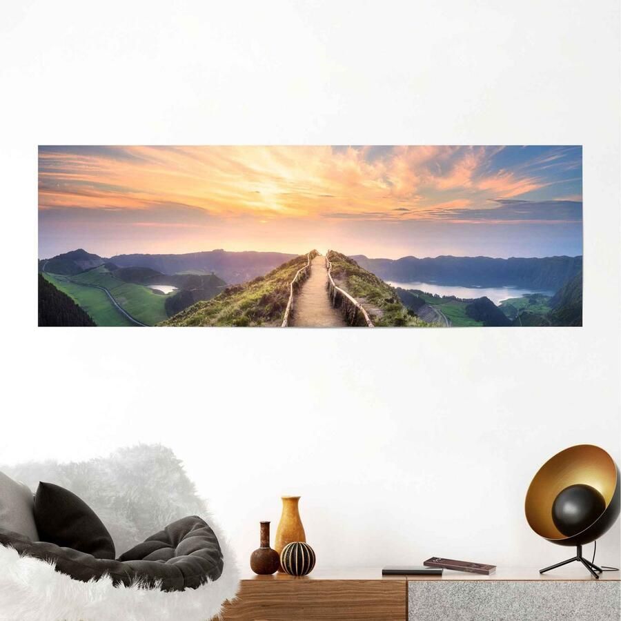 Reinders! Poster Dageraad zonsopkomst uitzicht landschap bergen - Foto 2