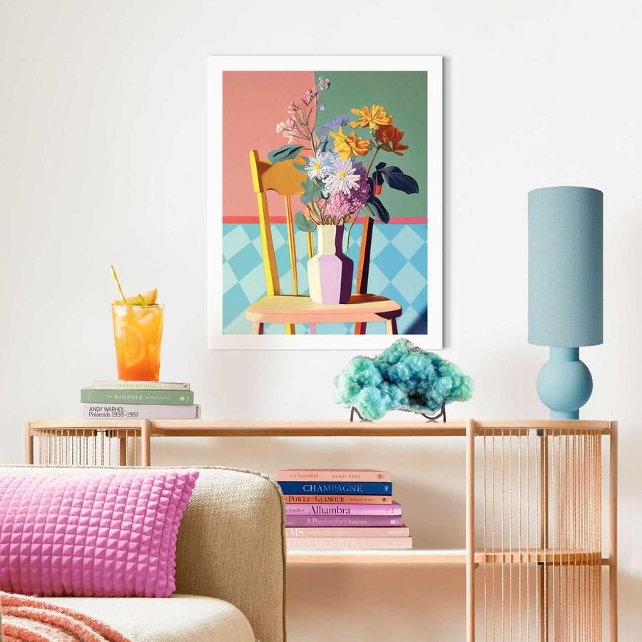 Reinders Schilderij Kunst Floral Chair 50x40 cm Hout