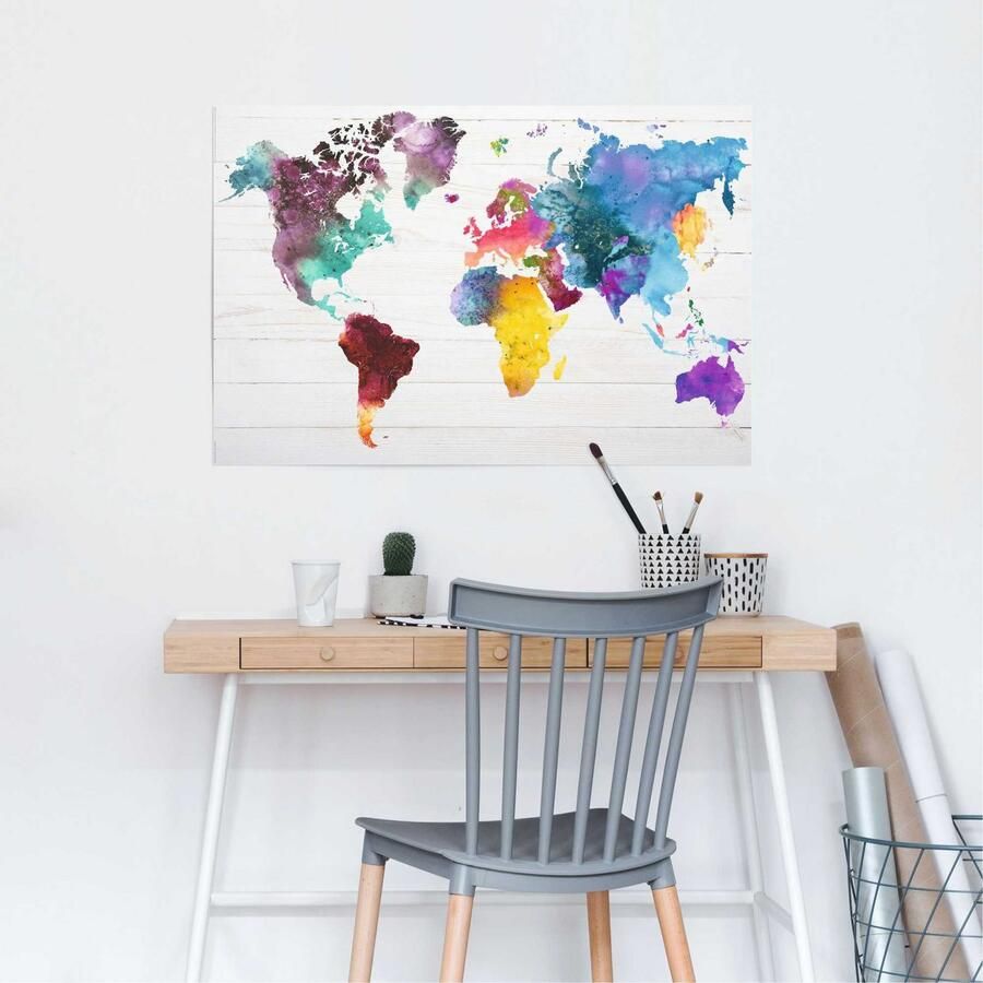 Reinders! Poster Wereldkaart in aquarel - Foto 2