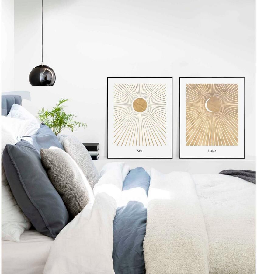 Reinders Sun and Moon Schilderijen set 2x 50x40cm Zwart