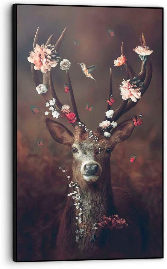 Reinders Fauna Flora Deer Baklijst Schilderij 118x70cm Zwart - Foto 3