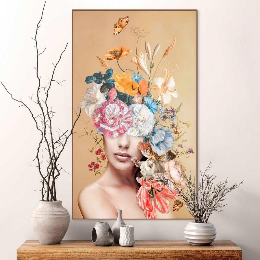 Reinders Vibrant Floral Lady Baklijst Schilderij 118x70cm Hout