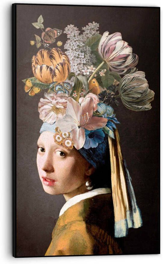 Leen Bakker Schilderij Meisje met de Parel met bloemen multikleur 118x70 cm - Foto 4