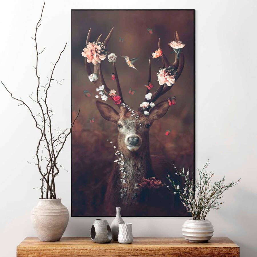 Leen Bakker Schilderij Hert met bloemen multikleur 118x70 cm - Foto 4