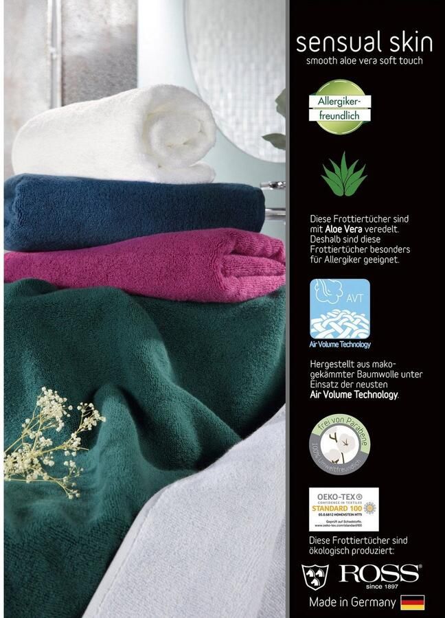 ROSS Washandje Sensual Skin met aloë vera-olie veredeld (6 stuks) - Foto 2