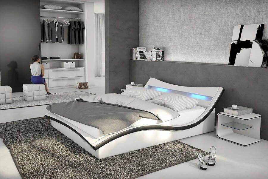 SalesFever Gestoffeerd bed met ledverlichting in het hoofdbord design bed in een moderne look - Foto 3
