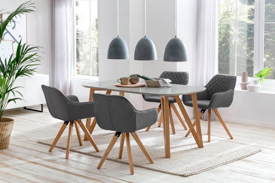 SalesFever Eethoek bestaand uit 4 moderne beklede stoelen en een 160 cm brede tafel (set 5-delig) - Foto 1