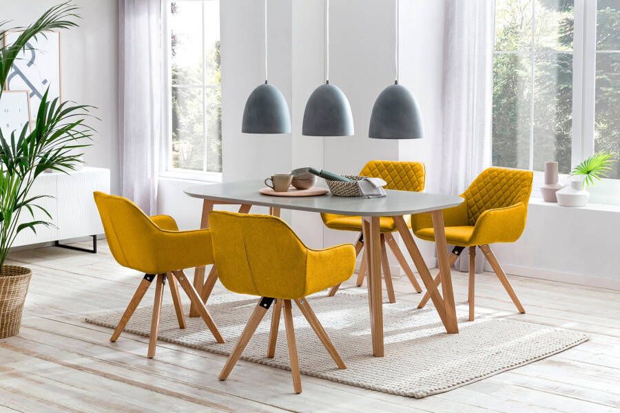 SalesFever Eethoek bestaand uit 4 moderne beklede stoelen en een 180 cm brede tafel (set 5-delig) - Foto 3