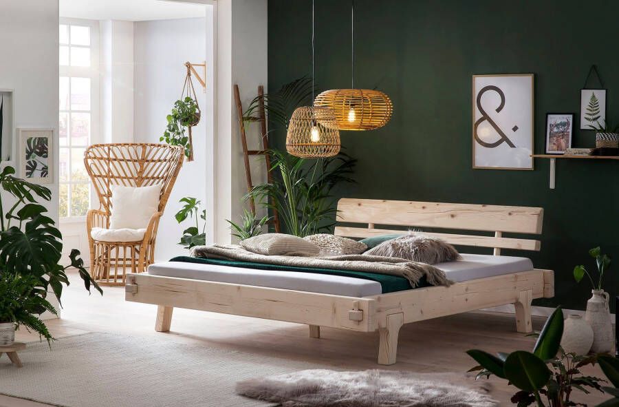 SalesFever Houten bed van massief vurenhout balkenbed in authentieke look in landhuis stijl