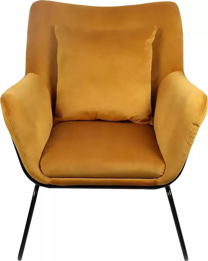 Ontspannen stoel met fluwelen cover mosterd geel
