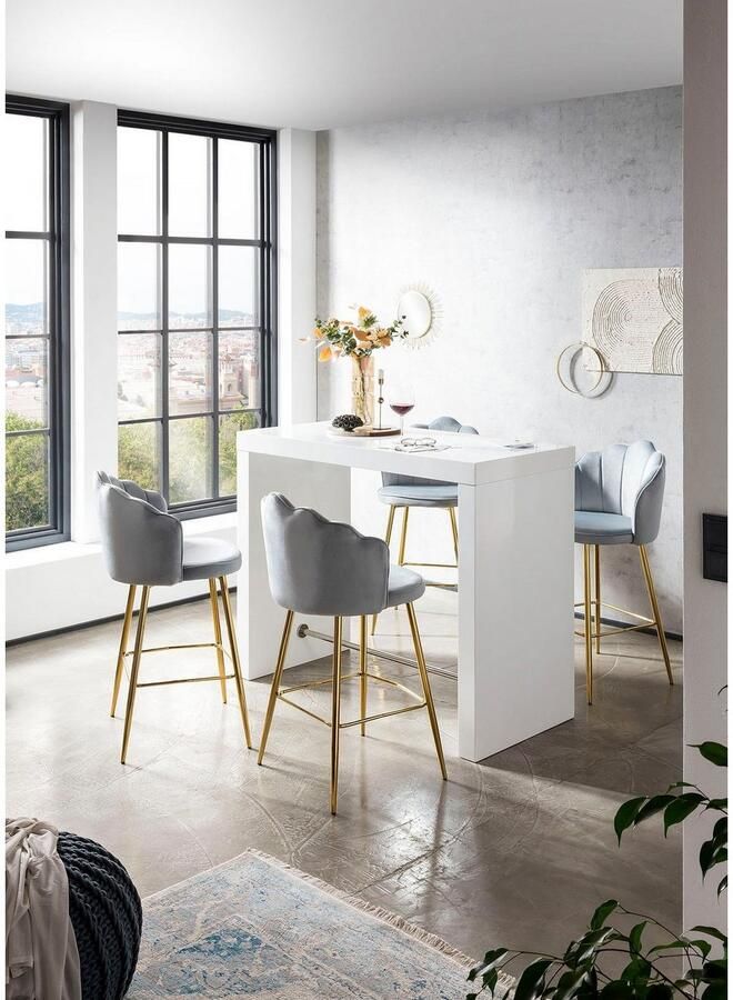 Artistiq Living Artistiq Barkruk Alexander Velvet lichtgrijs (zithoogte 68cm) - Foto 2