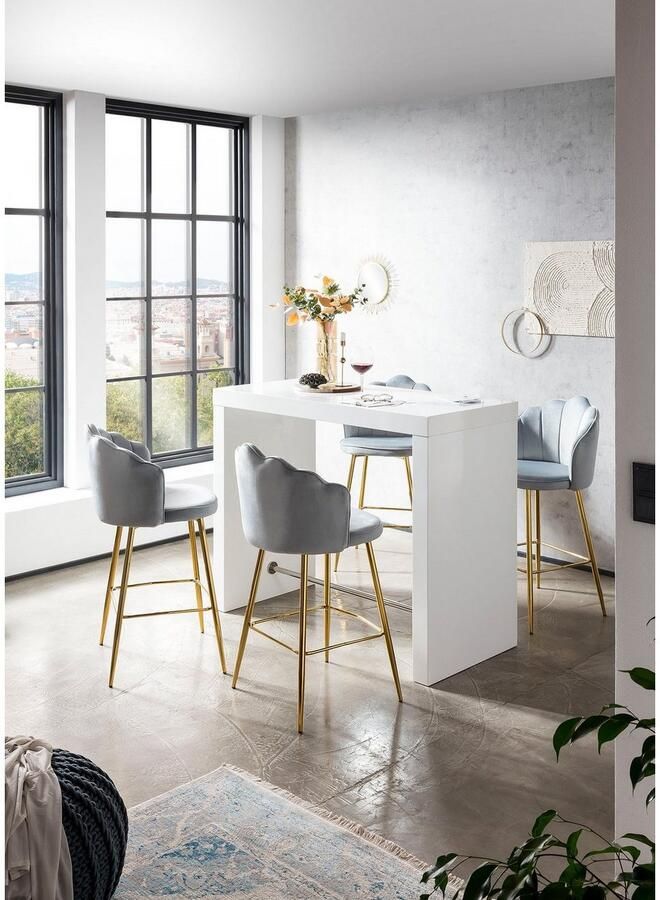 SalesFever Bartafel Bartisch im eleganten Stil Met dwarsverbinding van roestvrij staal in chroom-look - Foto 6