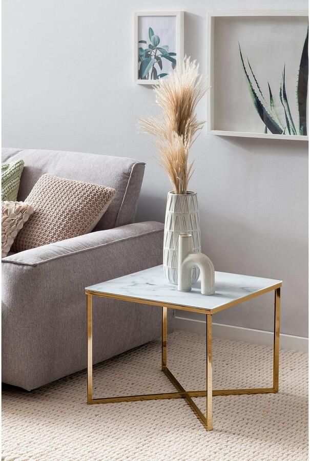 SalesFever Bijzettafel Caorle Stilvoller Beistelltisch Tafelblad in marmerlook - Foto 5