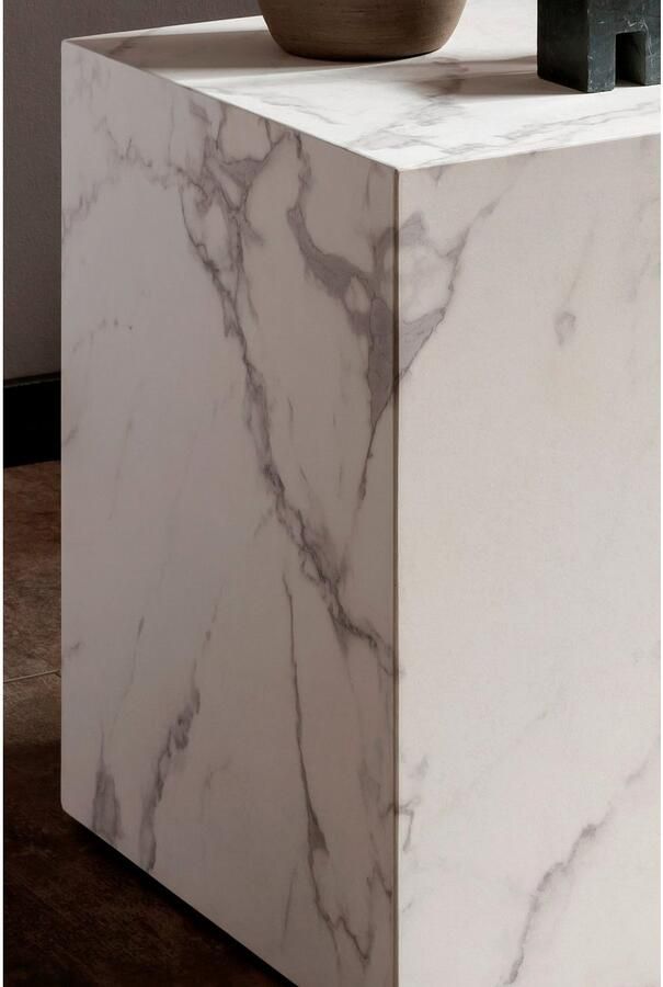 SalesFever Bijzettafel Design-Beistelltisch für jeden Raum vierkant 45x45 cm in marmerlook gefolieerd - Foto 3