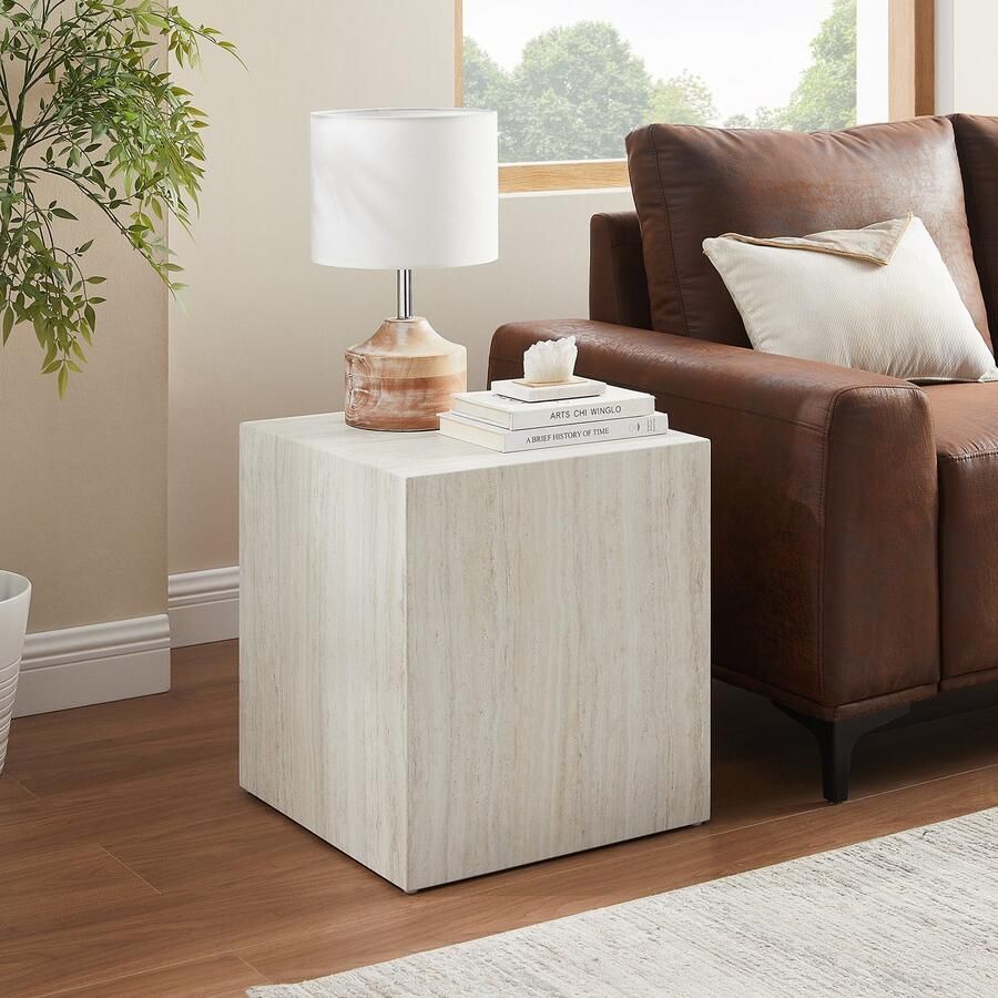 SalesFever Bijzettafel Design-Beistelltisch für jeden Raum vierkant 45x45 cm in marmerlook gefolieerd