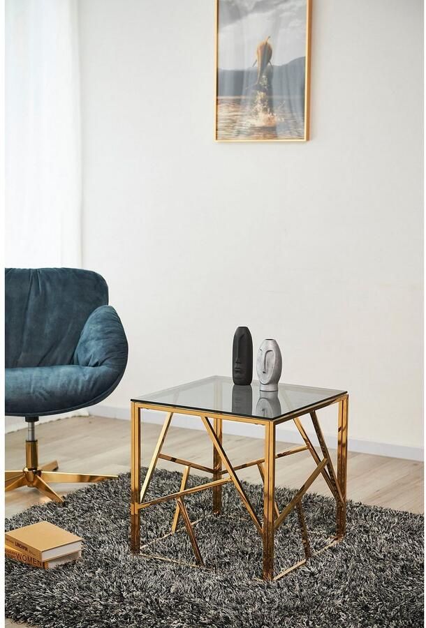 SalesFever Bijzettafel Design-Beistelltisch fürs Wohnzimmer Frame gemaakt van roestvrij edelstaal - Foto 4