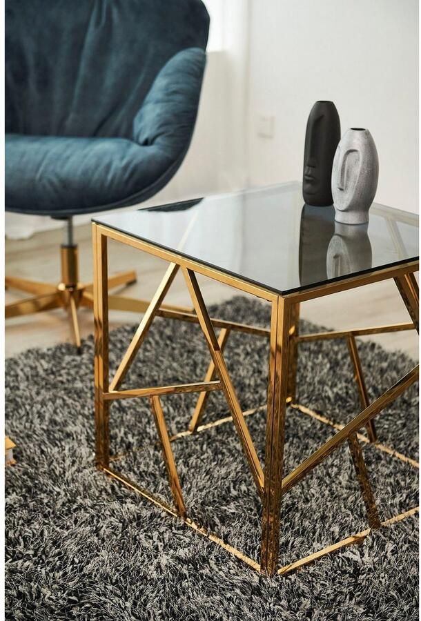 SalesFever Bijzettafel Design-Beistelltisch fürs Wohnzimmer Frame gemaakt van roestvrij edelstaal - Foto 5