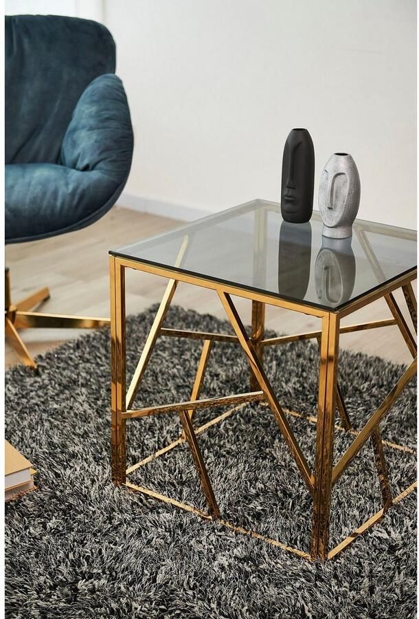 SalesFever Bijzettafel Design-Beistelltisch fürs Wohnzimmer Frame gemaakt van roestvrij edelstaal - Foto 9