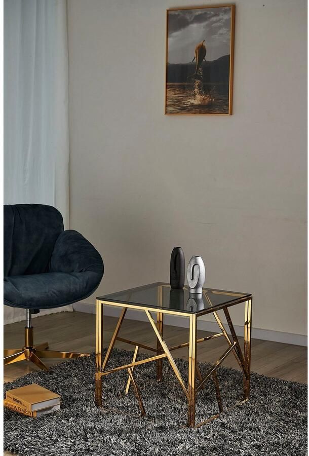 SalesFever Bijzettafel Design-Beistelltisch fürs Wohnzimmer Frame gemaakt van roestvrij edelstaal - Foto 10