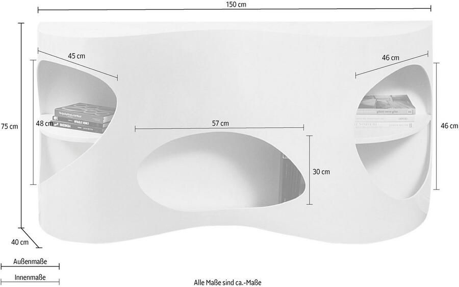 SalesFever Dressoir Slough Designer Kommode für Stauraum und Stil Commode Made in Germany dressoir in moderne vorm breedte 150 cm - Foto 4