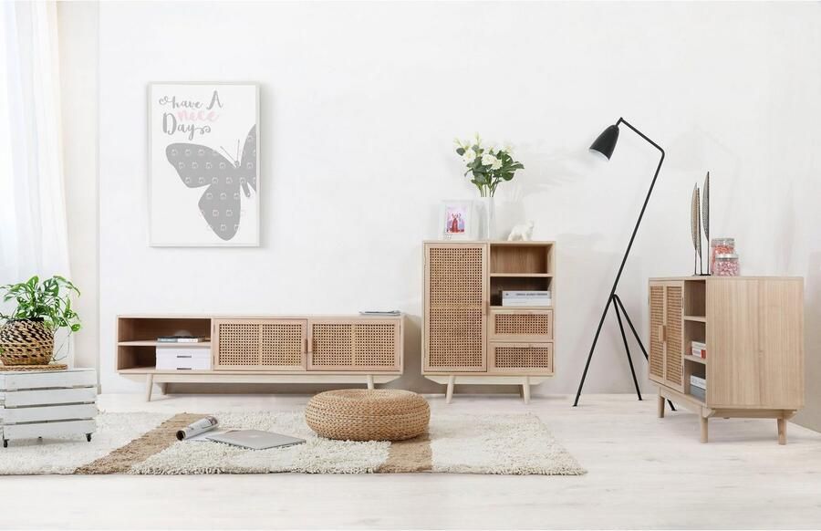 SalesFever Dressoir Vejle Moderne ladekast met stijl Commode met rotan- en Weens vlechtwerk-details - Foto 6