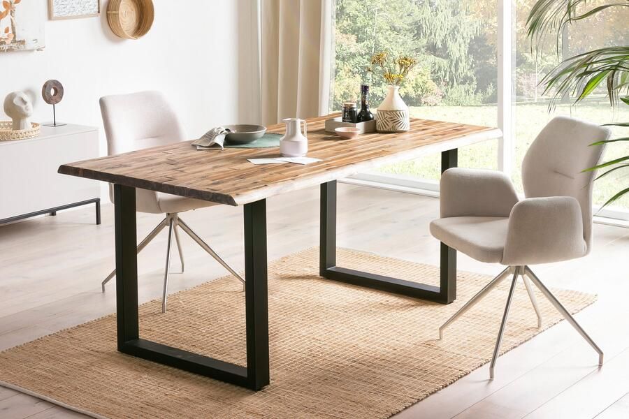 SalesFever Eethoek Designstarke Essgruppe Tafelblad met ruwe balkoppervlak rug met ruitstepping (set 5-delig) - Foto 5