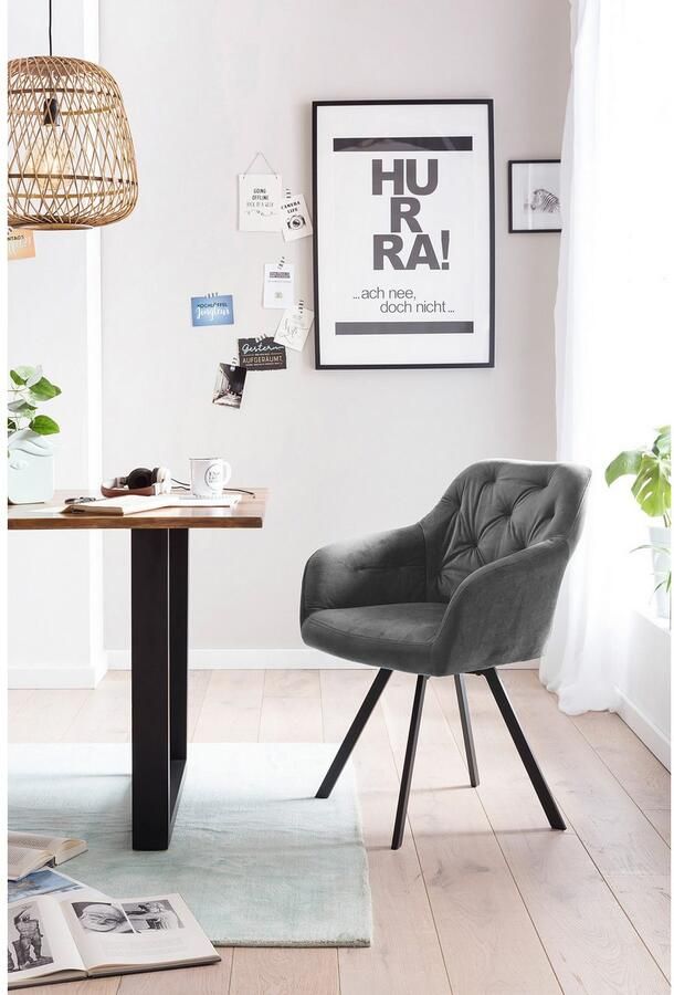 SalesFever Eethoek Essgruppe für stilvolles Speisen Stoelen met 360° draaiplateau tafelblad met echte boomrand (set 5-delig) - Foto 9