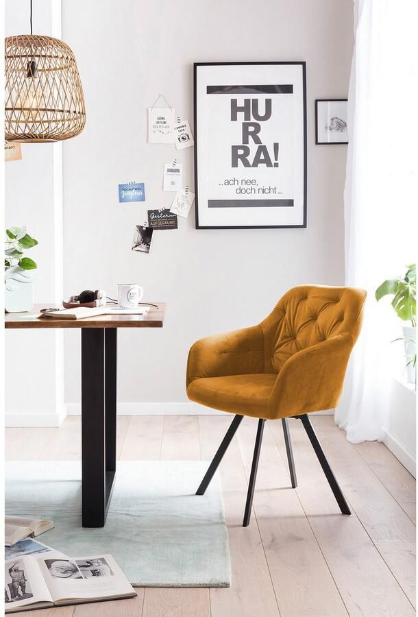 SalesFever Eethoek Essgruppe für stilvolles Speisen Stoelen met 360° draaiplateau tafelblad met echte boomrand (set 5-delig) - Foto 9