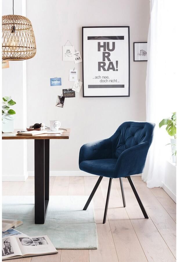 SalesFever Eethoek Essgruppe für stilvolles Speisen Stoelen met 360° draaiplateau tafelblad met echte boomrand (set 5-delig) - Foto 7