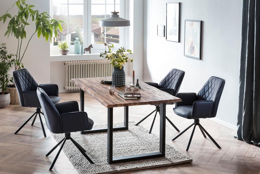 SalesFever Eethoek Essgruppe für stilvolles Speisen Stoelen met 360 graden draaiplateau onder de zitting (set 5-delig) - Foto 6