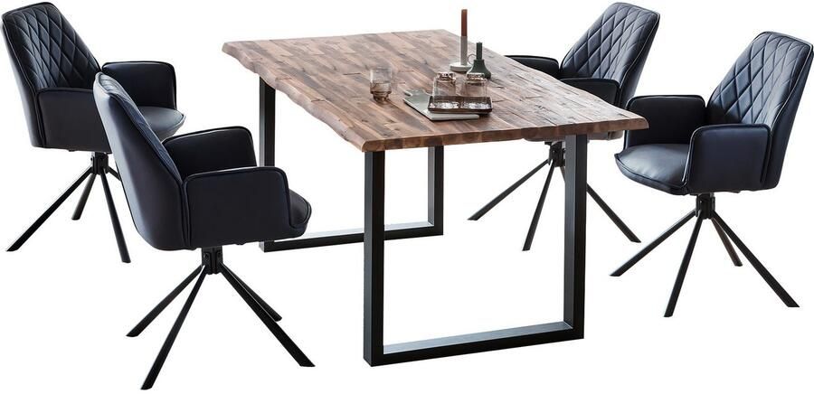 SalesFever Eethoek Essgruppe für stilvolles Speisen Stoelen met 360 graden draaiplateau onder de zitting (set 5-delig) - Foto 8