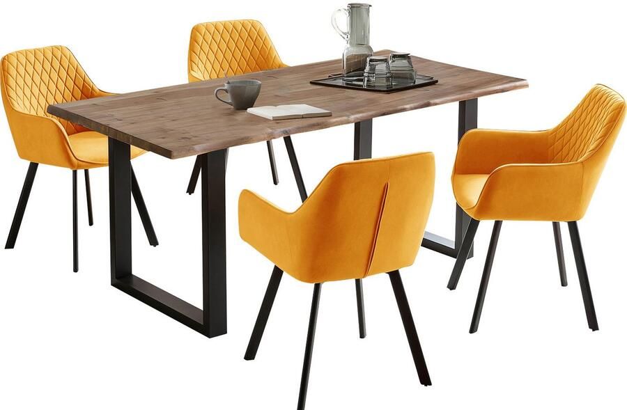 SalesFever Eethoek Essgruppe mit Stil Tafelblad behandeld met OSMO hardwasolie in zijdeglans afwerking (set 5-delig) - Foto 8