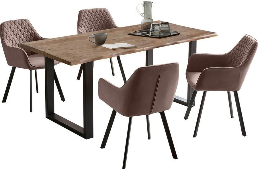 SalesFever Eethoek Essgruppe mit Stil Tafelblad behandeld met OSMO hardwasolie in zijdeglans afwerking (set 5-delig) - Foto 13