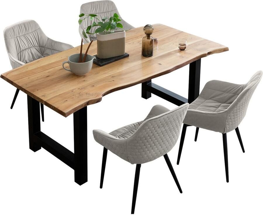 SalesFever Eethoek Esszimmerausstattung aus Holz und Metall Massief hout geolied en tweevoudig gewaxt (set 5-delig) - Foto 4