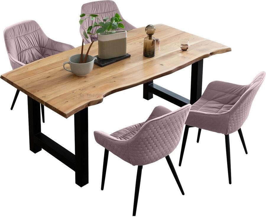 SalesFever Eethoek Esszimmerausstattung aus Holz und Metall Massief hout geolied en tweevoudig gewaxt (set 5-delig) - Foto 3