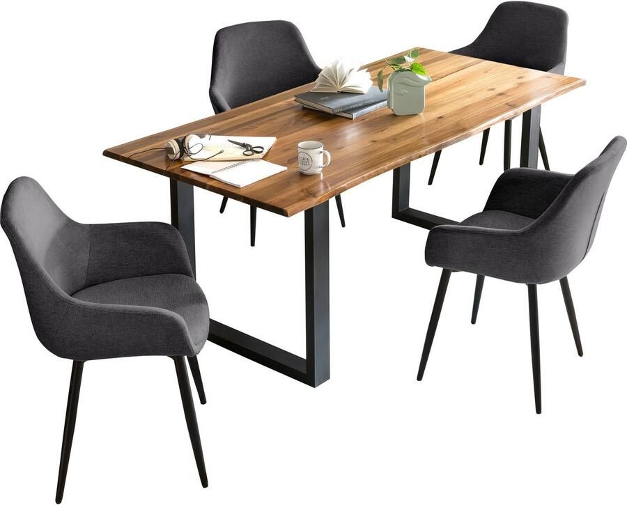 SalesFever Eethoek für stilvolles Speisen Tafelblad met echte boomranden (set 5-delig) - Foto 2