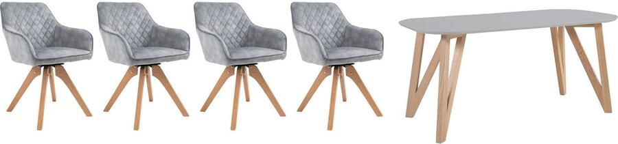 SalesFever Eethoek Stilvolle Essgruppe (5-delig) tafelbreedte 180 cm stoelen 180° draaibaar met fluweel - Foto 10