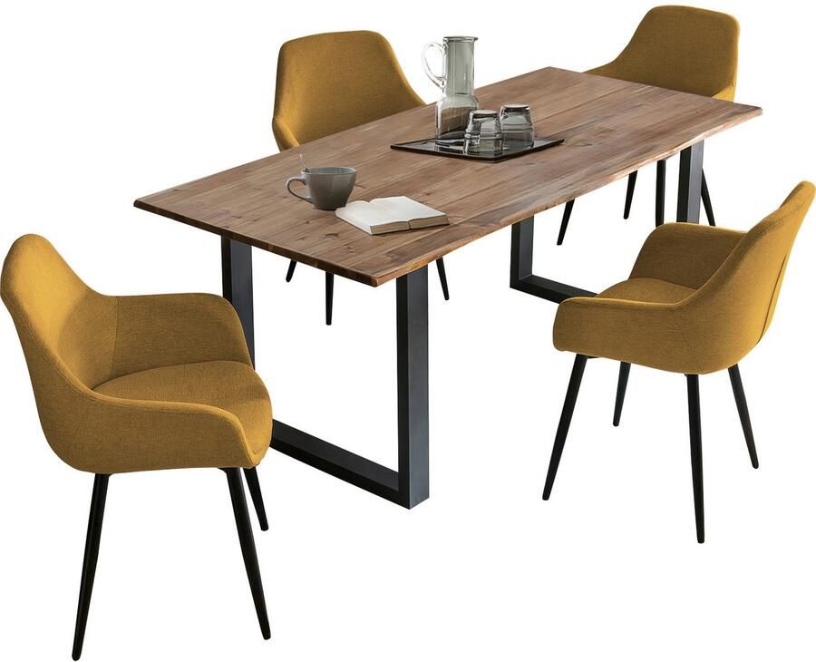 SalesFever Eethoek Stilvolle Essgruppe für Ihr Zuhause Tafelblad behandeld met OSMO hardwasolie in zijdeglans afwerking (set 5-delig) - Foto 3