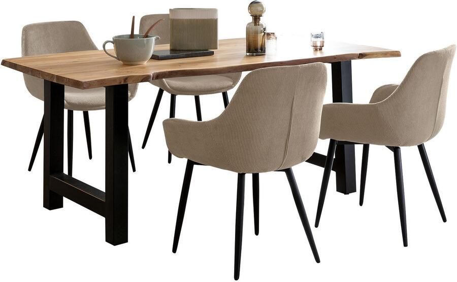 SalesFever Eethoek Elegante Essgruppe für stilvolles Speisen Massief hout geolied en tweevoudig gewaxt (set 5-delig) - Foto 14