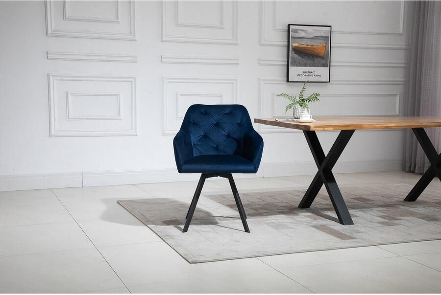 SalesFever Eethoek Stilvolle Essgruppe Stoelen met 360° draaiplateau onder de zitting met echte boomrand (set 5-delig) - Foto 12