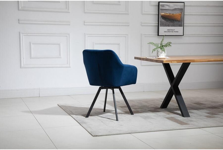 SalesFever Eethoek Stilvolle Essgruppe Stoelen met 360° draaiplateau onder de zitting met echte boomrand (set 5-delig) - Foto 10