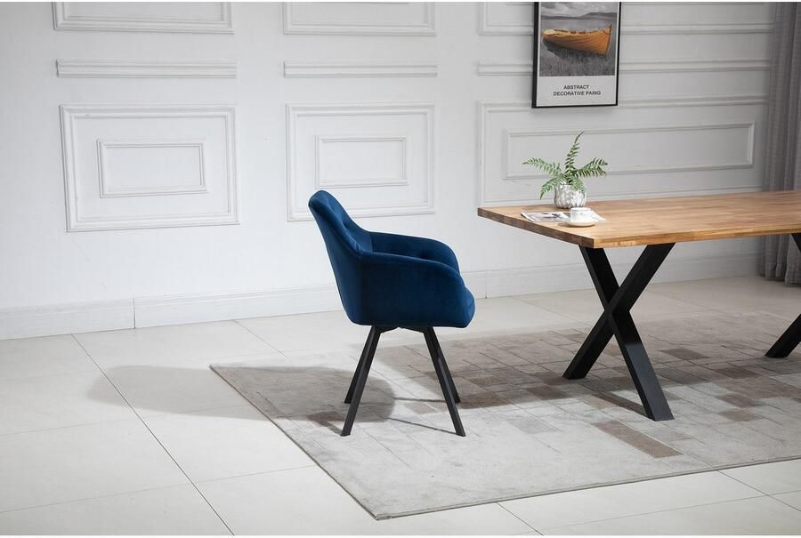 SalesFever Eethoek Stilvolle Essgruppe Stoelen met 360° draaiplateau onder de zitting met echte boomrand (set 5-delig) - Foto 11