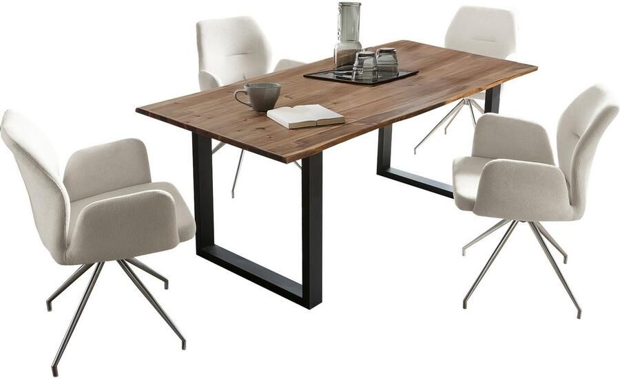 SalesFever Eethoek Stilvolle Essgruppe Tafelblad behandeld met OSMO hardwasolie in zijdeglans afwerking (set 5-delig) - Foto 11