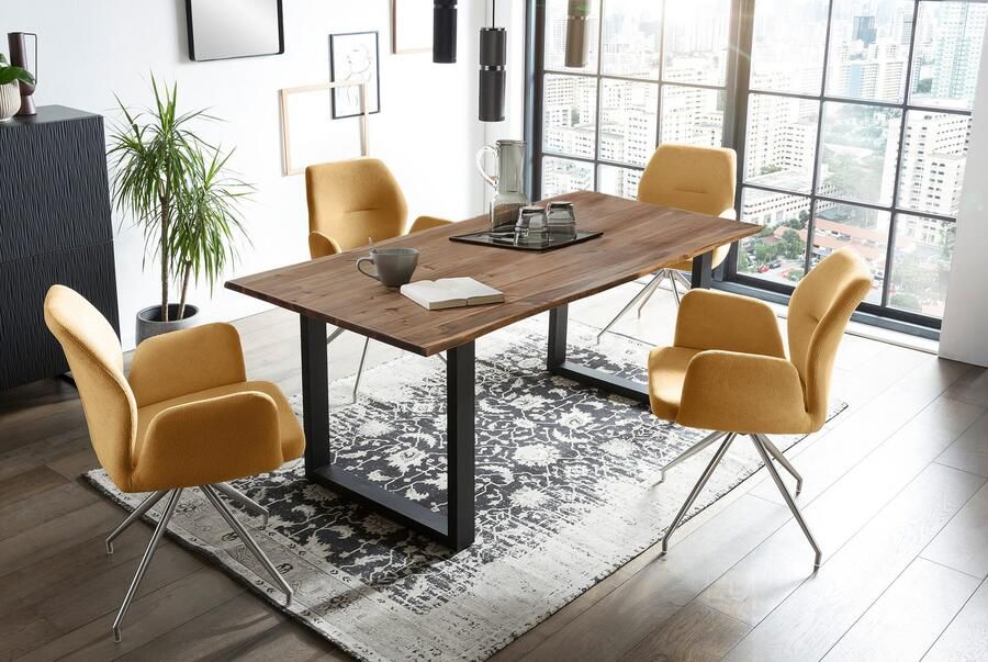 SalesFever Eethoek Stilvolle Essgruppe Tafelblad behandeld met OSMO hardwasolie in zijdeglans afwerking (set 5-delig) - Foto 13