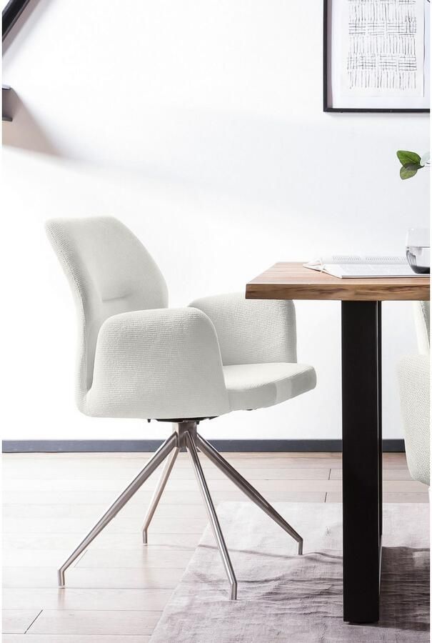 SalesFever Eethoek Tischgruppe für gemütliche Familienabende Tafelblad met echte boomrand frame van roestvrij staal (set 5-delig) - Foto 5