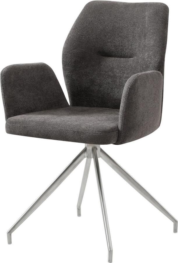 SalesFever Eethoek Tischgruppe für gemütliche Familienabende Tafelblad met echte boomrand frame van roestvrij staal (set 5-delig) - Foto 2