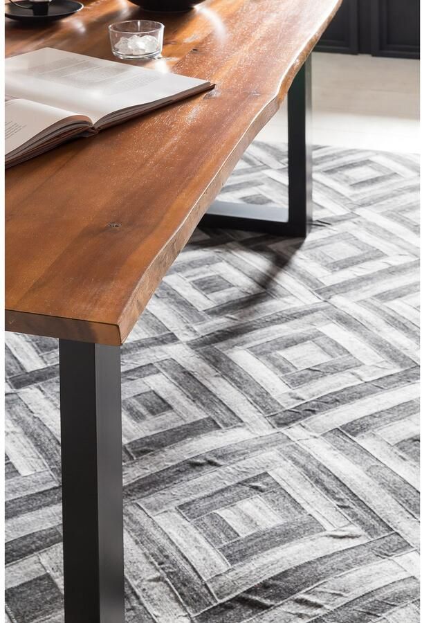 SalesFever Eethoek Essgruppe für stilvolles Speisen Stoelen met 360° draaiplateau tafelblad met echte boomrand (set 5-delig) - Foto 8