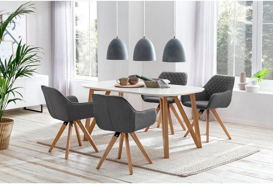 SalesFever Eethoek Växjö Familienfreundliche Essgruppe bestaand uit 4 moderne beklede stoelen en een 180 cm brede tafel (set 5-delig) - Foto 3